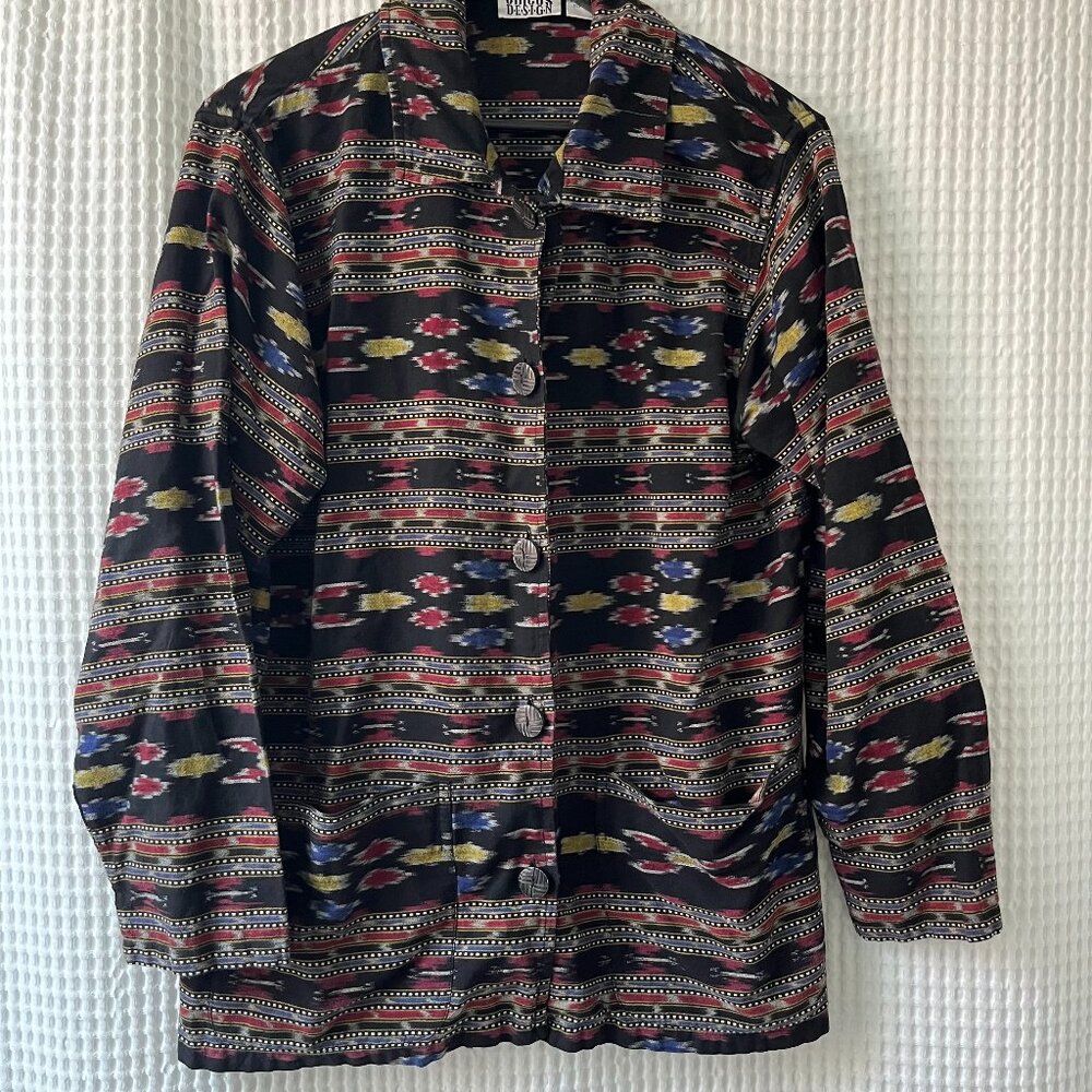 Chico's Design vintage cotton print shirt jacket, size 1 (medium/8)